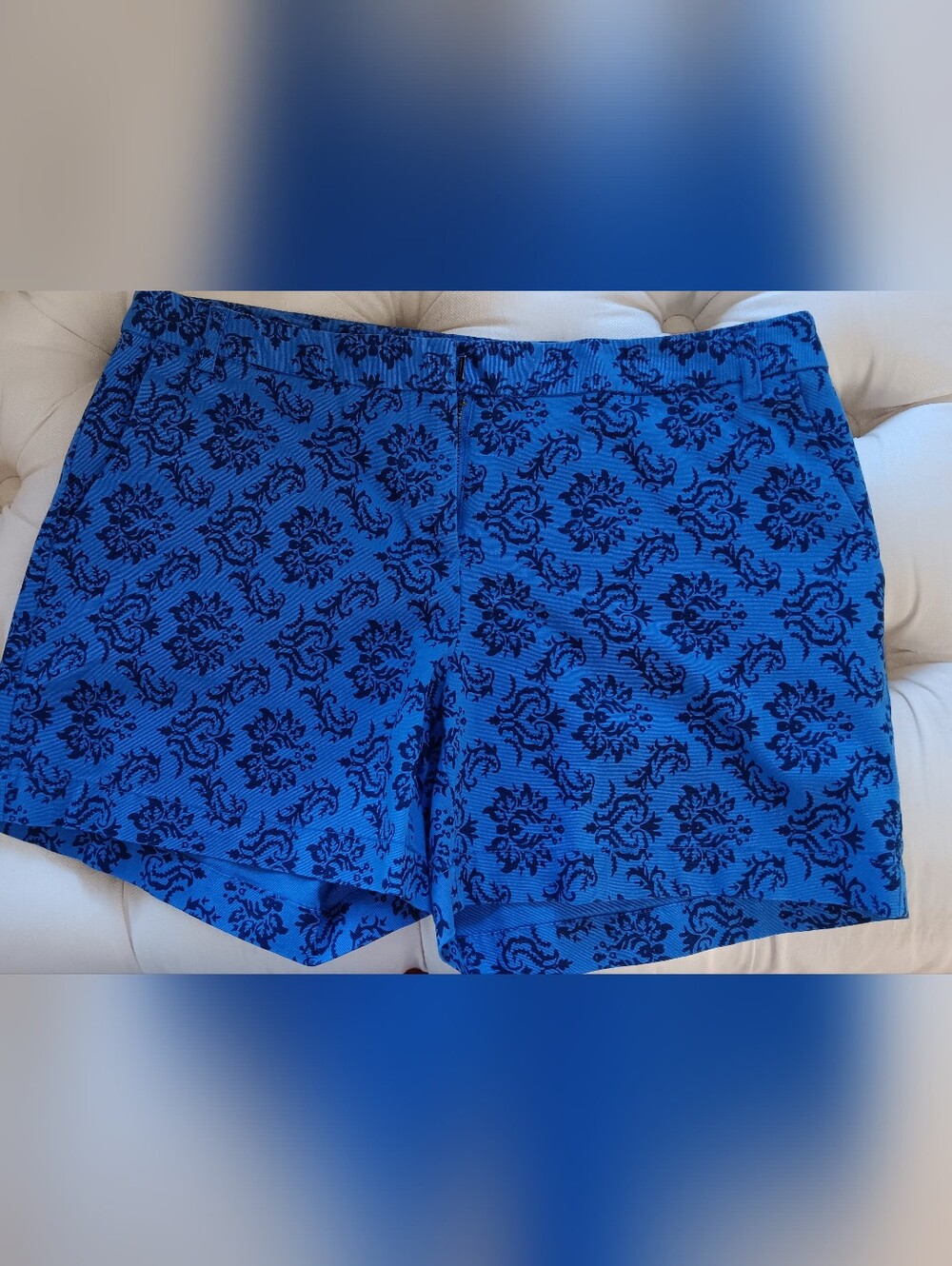Willi Smith Blue Floral-Pattern Women's Flat Front Shorts